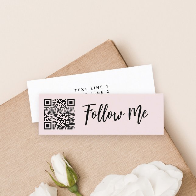 QR code Follow Me Professional Business Blush Mini Business Card (Creator Uploaded)