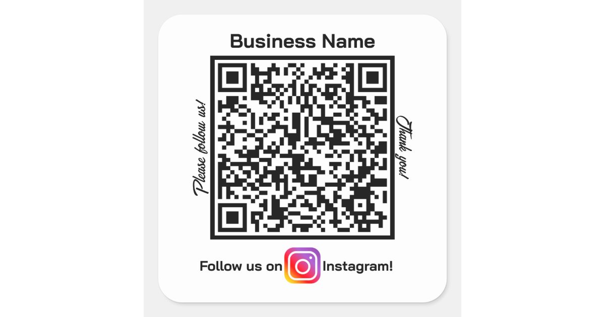 QR Code follow us on social media instagram Square Sticker Zazzle