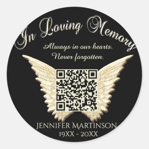 QR Code for Memorial Websites Funerals Obits Classic Round Sticker