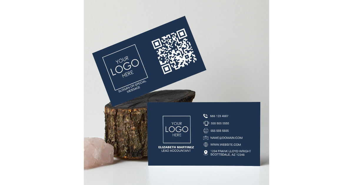 QR Code Front and Back Business Logo Professional Business Card | Zazzle