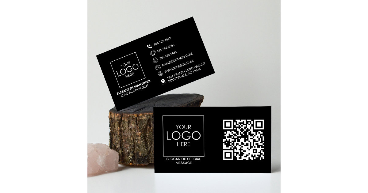 QR Code Front and Back Business Logo Professional Business Card | Zazzle