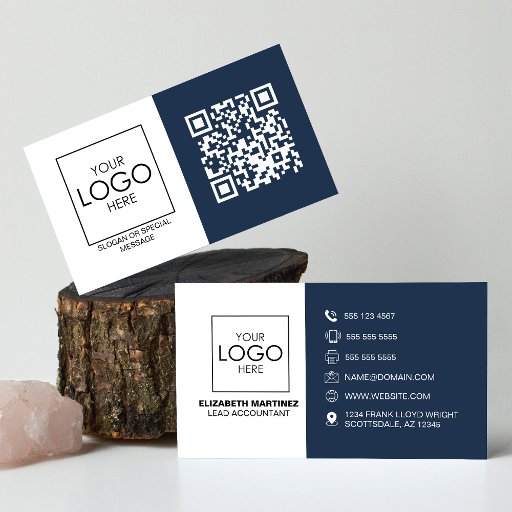 Customizable QR Code Front and Back Business Logo Professional Business Card