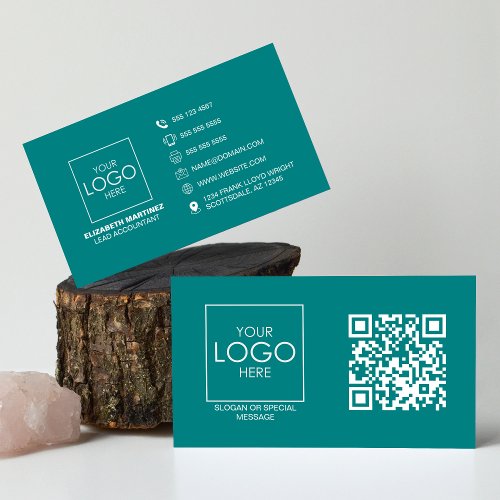 QR Code Front and Back Business Logo Professional Business Card