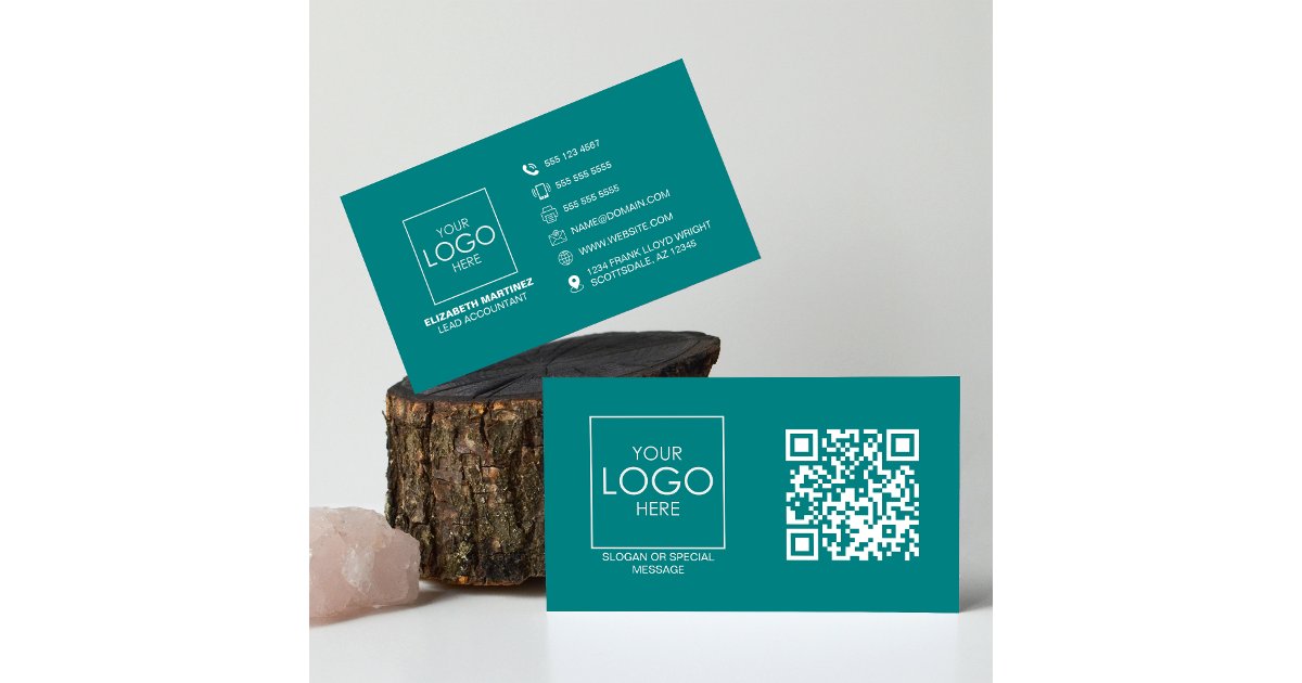 QR Code Front and Back Business Logo Professional Business Card | Zazzle