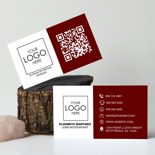 QR Code Front and Back Business Logo Professional Business Card