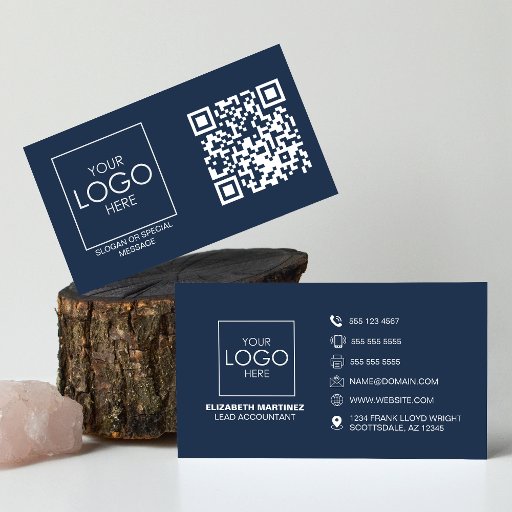 Customizable QR Code Front and Back Business Logo Professional Business Card