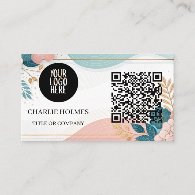 QR Code Front and Back Business Logo Professional  Business Card (Front)