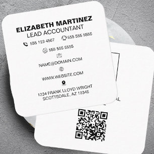 QR Code Front and Back Business Logo Professional Square Business Card