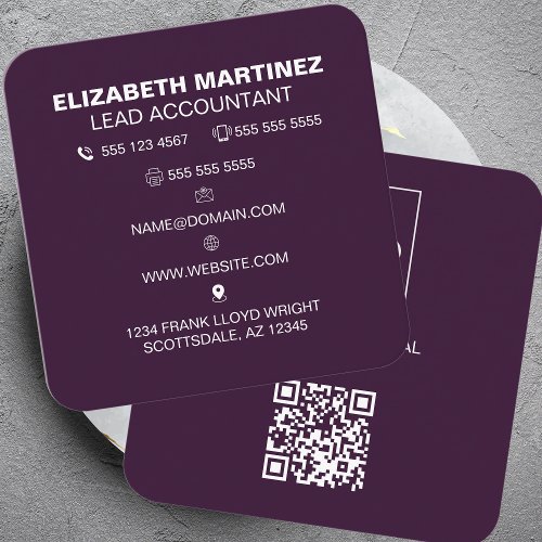 QR Code Front and Back Business Logo Professional Square Business Card
