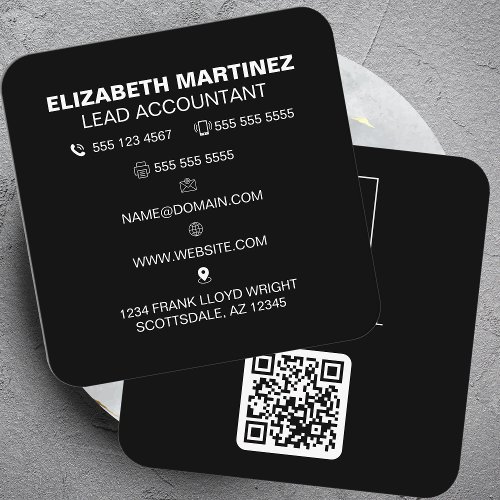 QR Code Front and Back Business Logo Professional Square Business Card