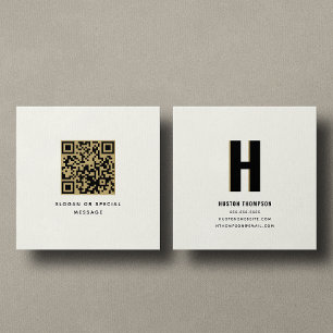 QR Code Front and Back Monogram Logo Professional Square Business Card