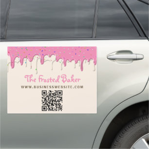 QR Code Frosting Bakery Business Car Magnet