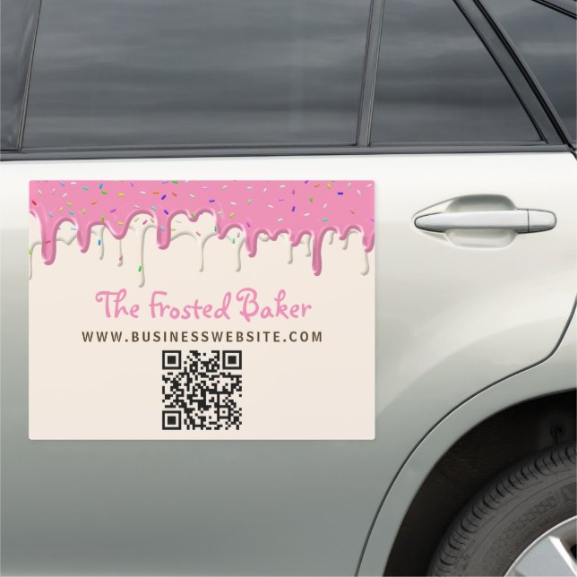 QR Code Frosting Bakery Business Car Magnet (In Situ)