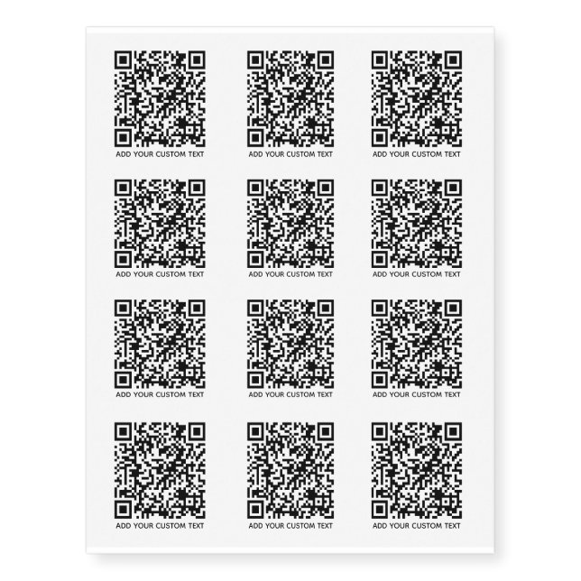 QR Code | Fun Promotional Custom Text  Temporary Tattoos (Front)