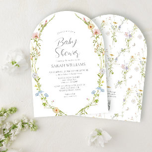 QR Code Gender Neutral Wildflower Baby Shower Invitation