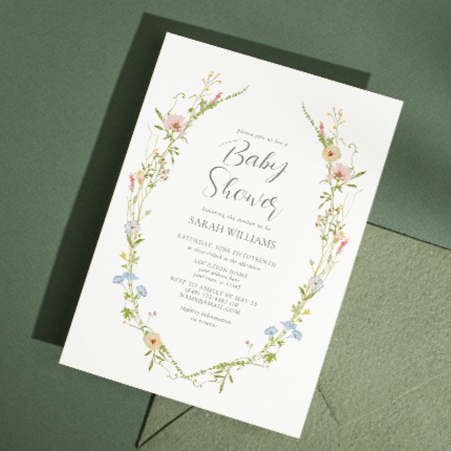 QR Code Gender Neutral Wildflower Baby Shower Invitation (Spring Blooms: A Floral Baby Shower Celebration!)