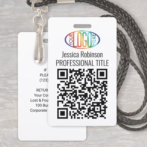 QR Code Generator and Your Logo Name and Title ID Badge