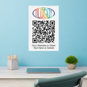 QR Code Generator & Business Logo Minimalist White Wall Decal