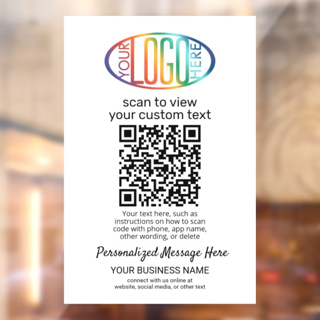 QR Code Generator & Business Logo Modern White Window Cling (Sheet 2)