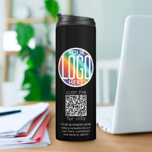 QR Code Generator Business Logo Promotional Black Thermal Tumbler