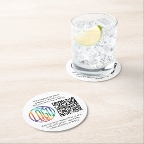 QR Code Generator & Business Logo Simple Modern Round Paper Coaster