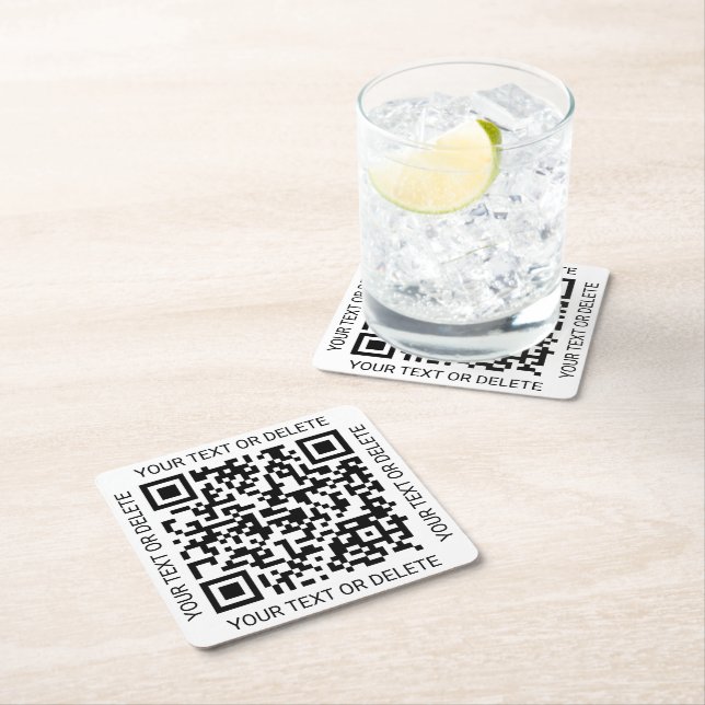 QR Code Generator Modern Business Promotional Square Paper Coaster (Insitu)