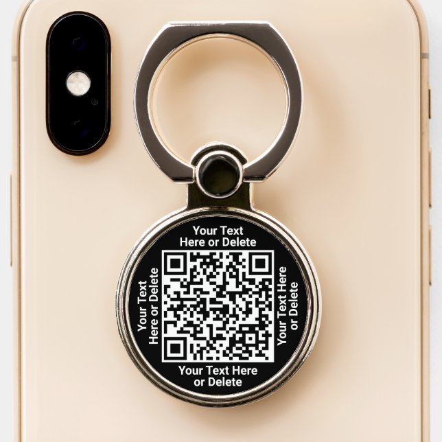 QR Code Generator Modern Business Website Black Phone Ring Stand (Close Up)