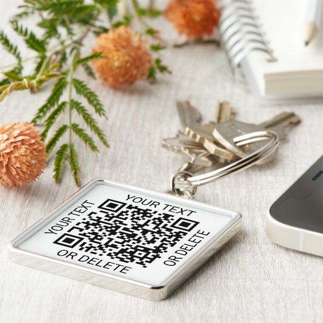 QR Code Generator Modern Minimalist Business Swag Keychain (Side)