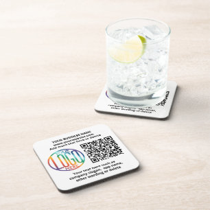 QR Code Generator & Your Business Logo Promotional Beverage Coaster