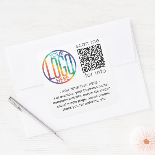 QR Code Generator  Your Logo Business Promotional Square Sticker