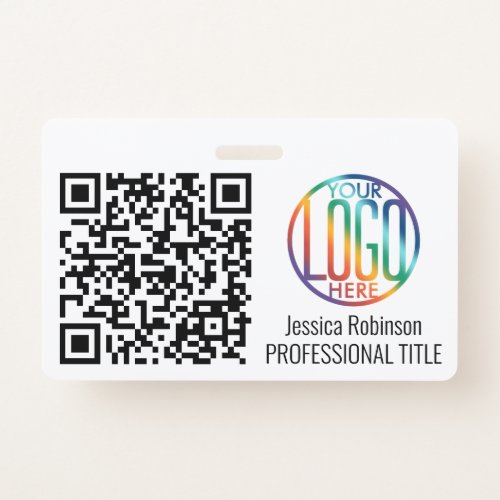 QR Code Generator  Your Logo Non_Photo White  ID Badge