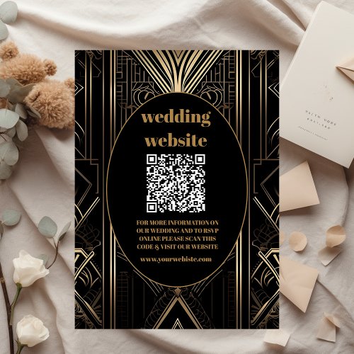 qr code Geometric Art Deco Wedding Enclosure Card
