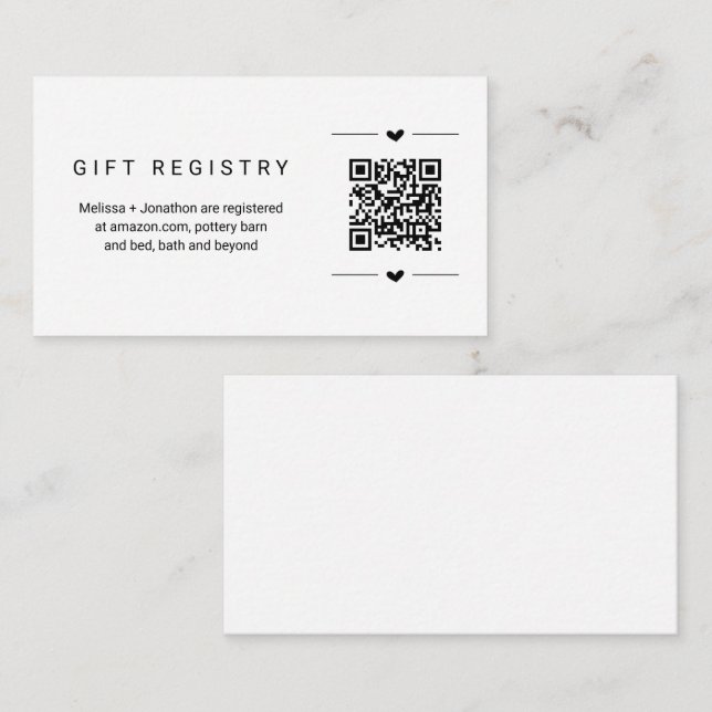 QR Code Gift Registry Card Insert | Zazzle