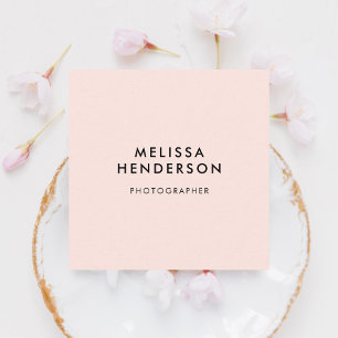 QR Code Girly Minimal Professional Blush Pink Square Business Card