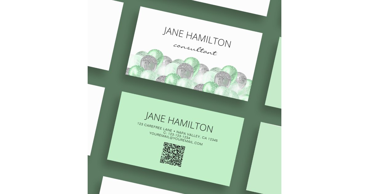 QR Code Glitter Balloons Business Card | Zazzle