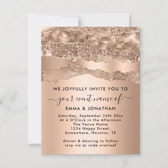  QR Code Glitter Rose Borders Blush (Front)