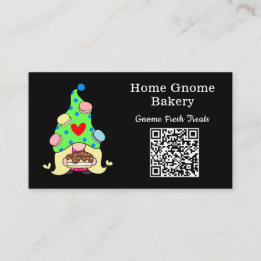 QR Code Gnome Hometown Bakery Black Business Card