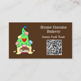 QR Code Gnome Hometown Bakery Chocolate Brown Business Card