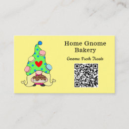 QR Code Gnome Hometown Bakery Lemon Yellow Business Card