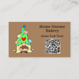 QR Code Gnome Hometown Bakery Light Brown Business Card
