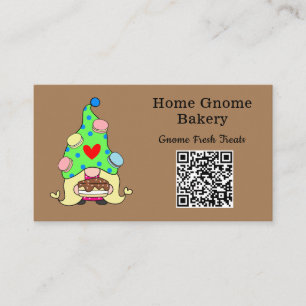 QR Code Gnome Hometown Bakery Light Brown Business Card