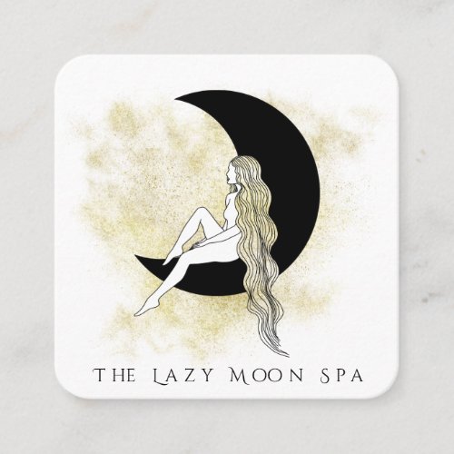  QR code GODDESS Woman on Moon Meditate  Square Business Card