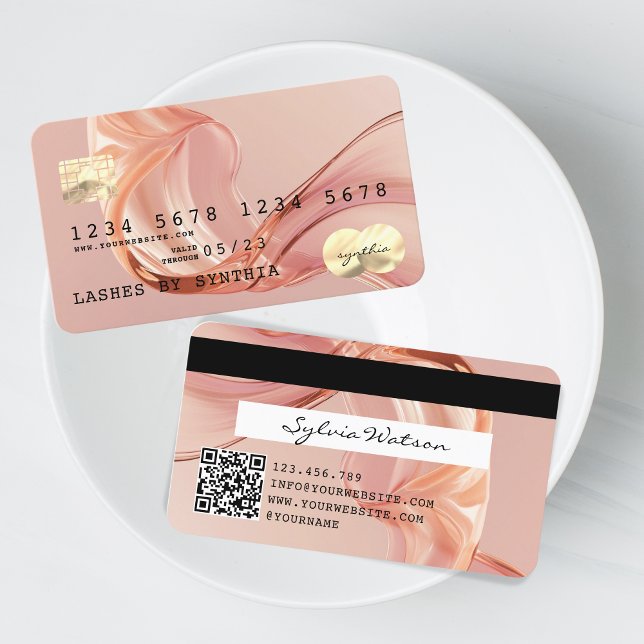QR Code Gold Blush Modern Credit Card Style (Creator Uploaded)