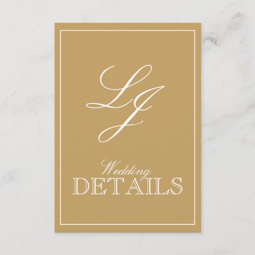 QR Code Gold Calligraphy Monogram Wedding Details Enclosure Card