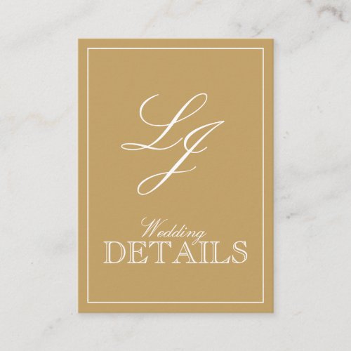 QR Code Gold Calligraphy Monogram Wedding Details Enclosure Card