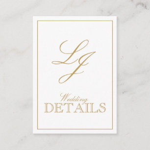 QR Code Gold Calligraphy Monogram Wedding Details Enclosure Card
