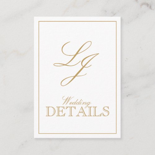 QR Code Gold Calligraphy Monogram Wedding Details Enclosure Card