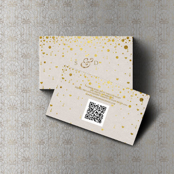 Qr Code Gold Confetti Leather Wedding Website Business Card by Go4Wedding at Zazzle