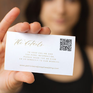 QR CODE gold elegant wedding website details Enclosure Card