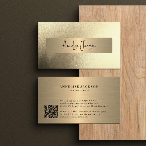 Customizable QR CODE gold glitter modern makeup artist  Business Card